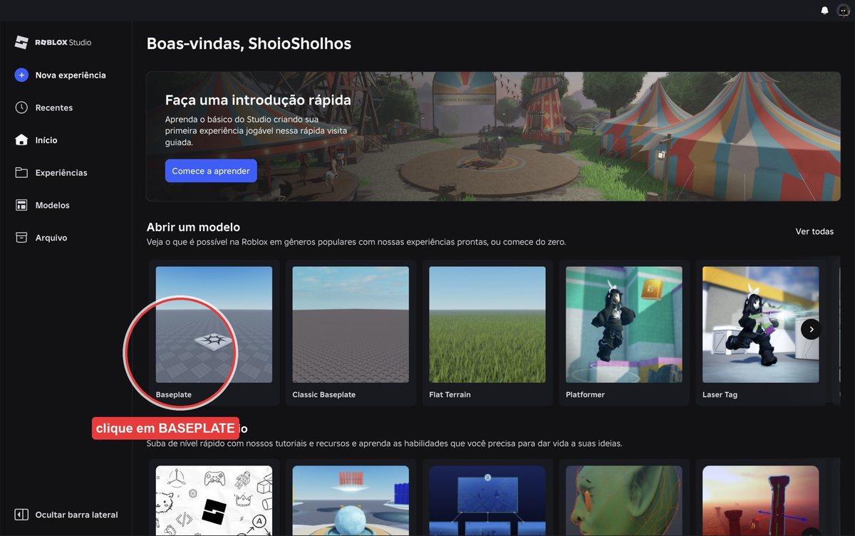 Tela do Roblox Studio no passo 2