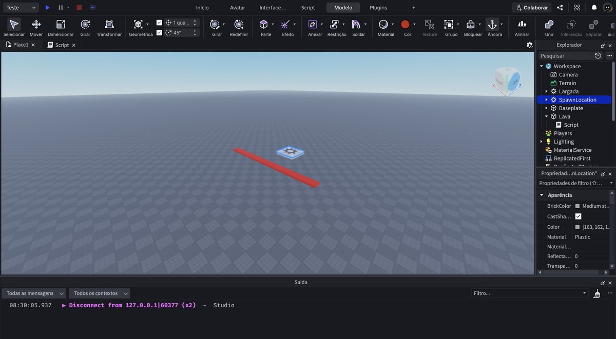 Tela do Roblox Studio no passo 13