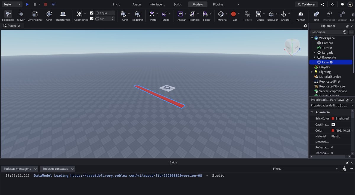 Tela do Roblox Studio no passo 8