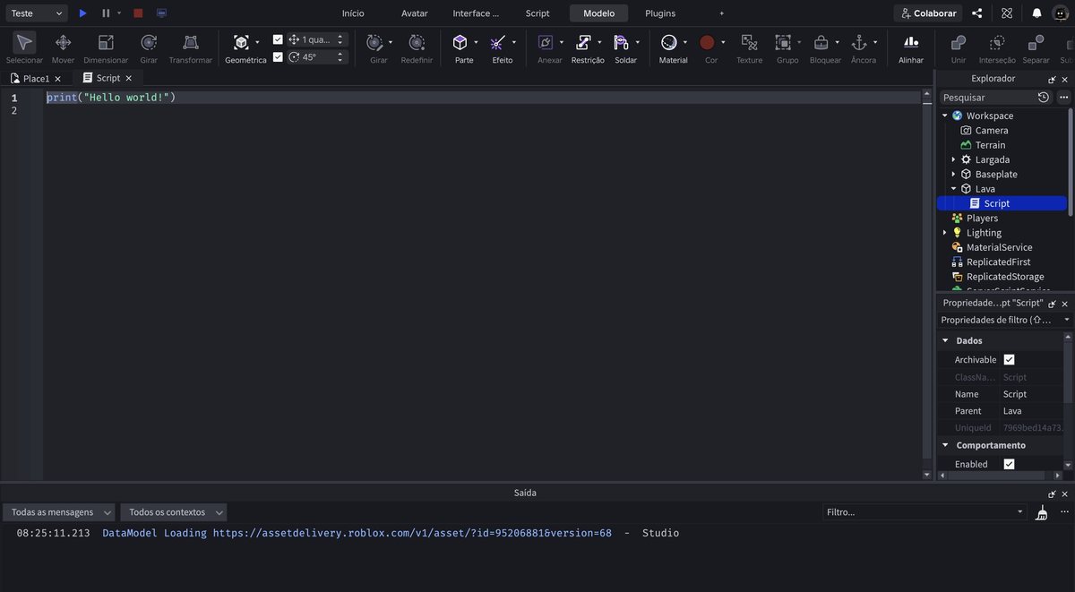 Tela do Roblox Studio no passo 9