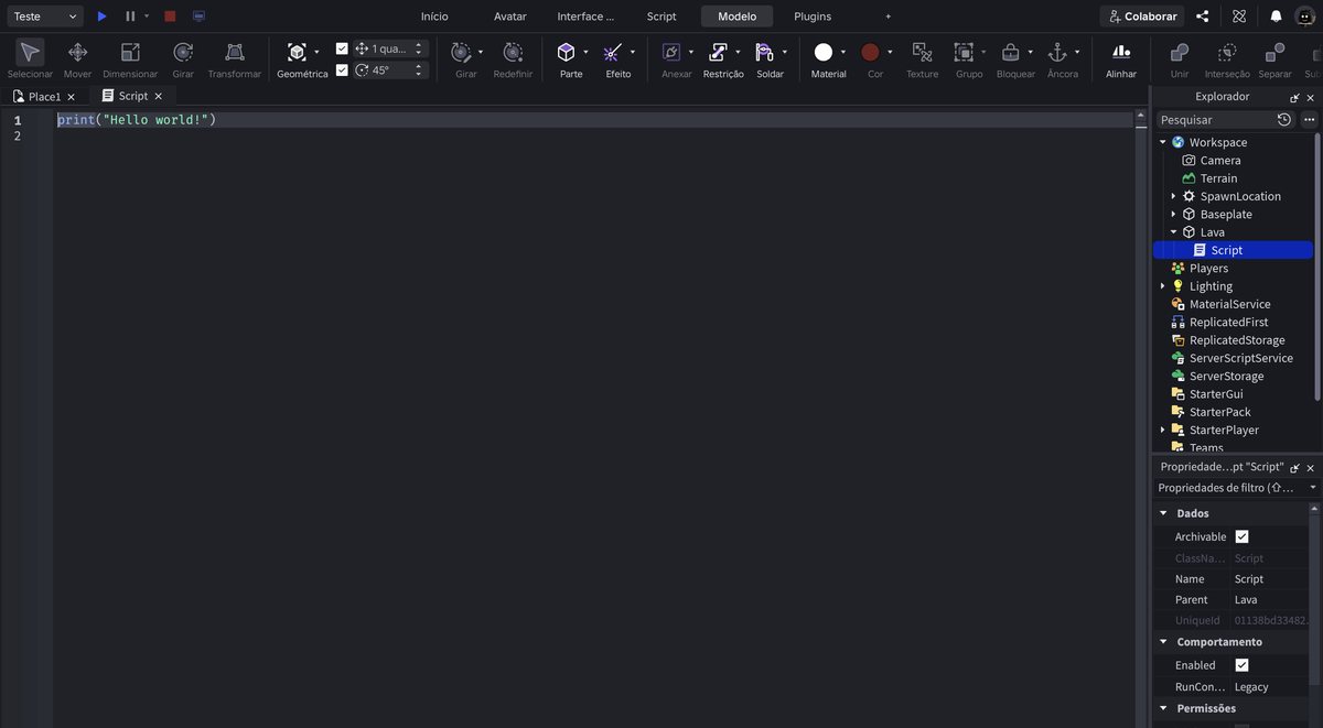Tela do Roblox Studio no passo 10