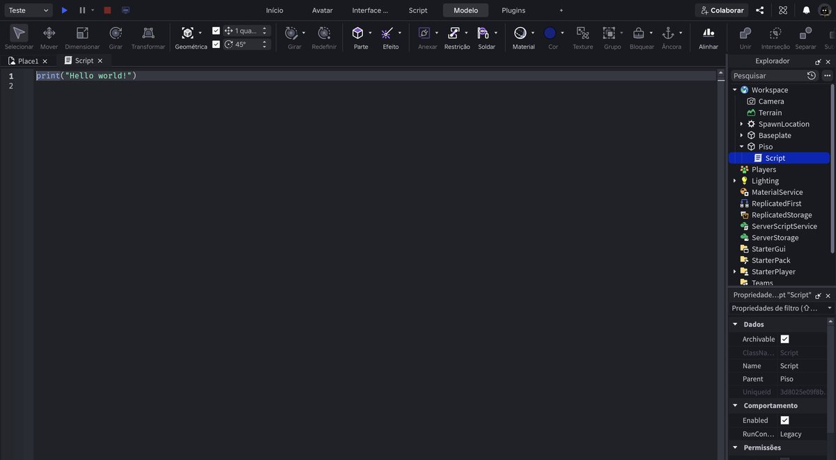 Tela do Roblox Studio no passo 11