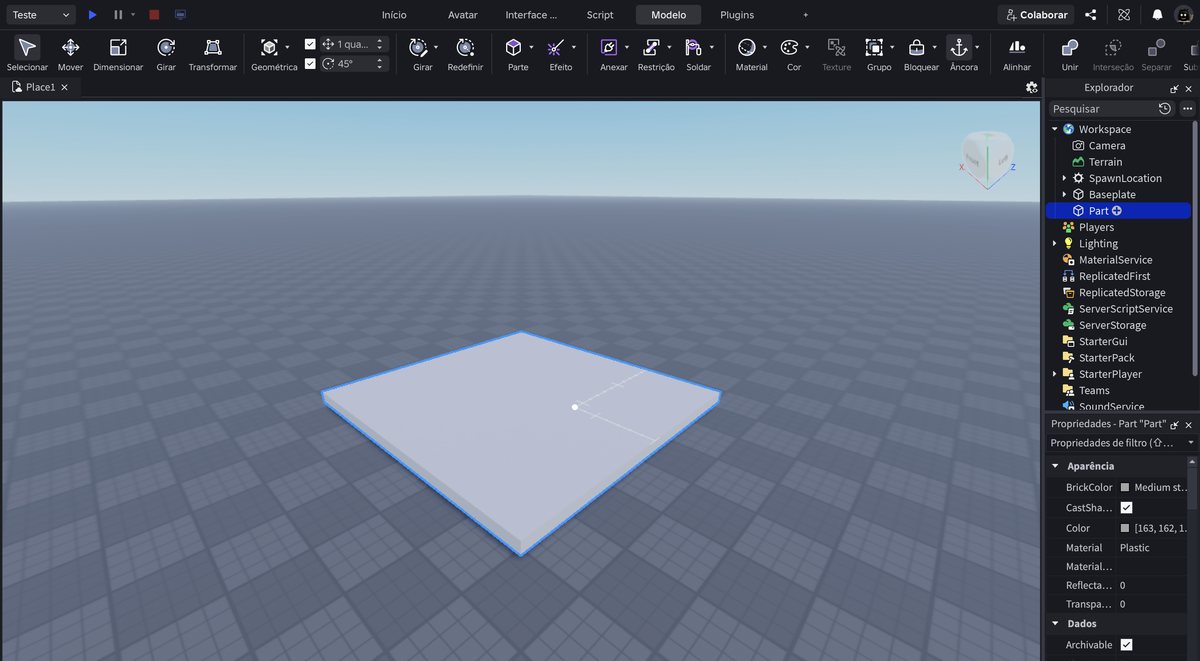 Tela do Roblox Studio no passo 7