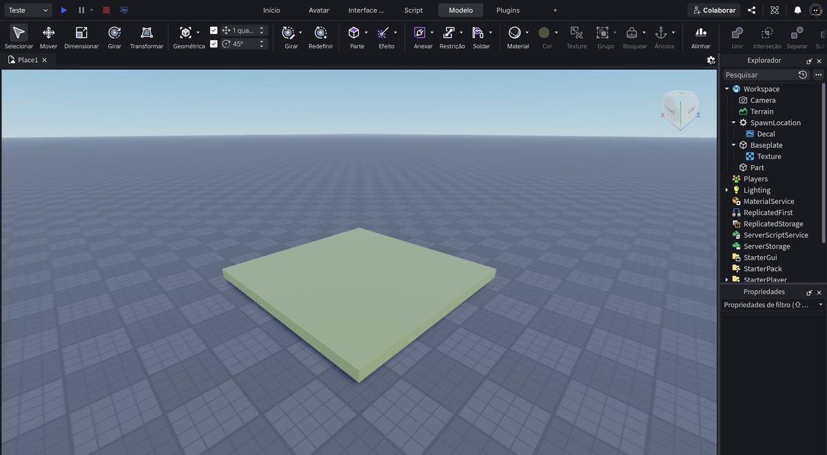 Tela do Roblox Studio no passo 7