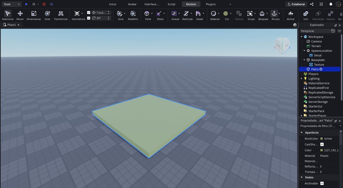 Tela do Roblox Studio no passo 8