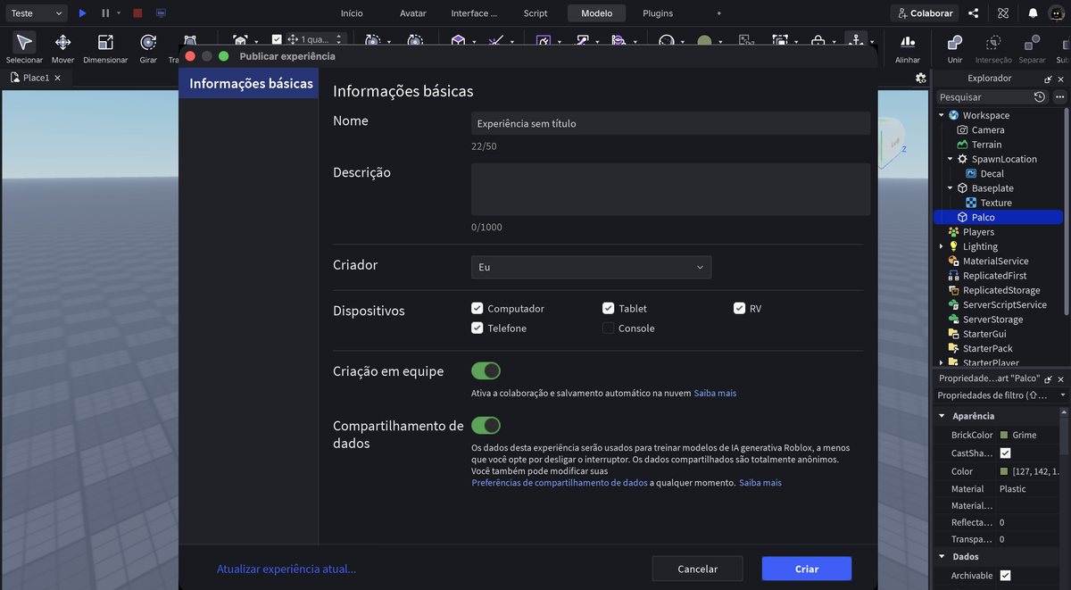 Tela do Roblox Studio no passo 9
