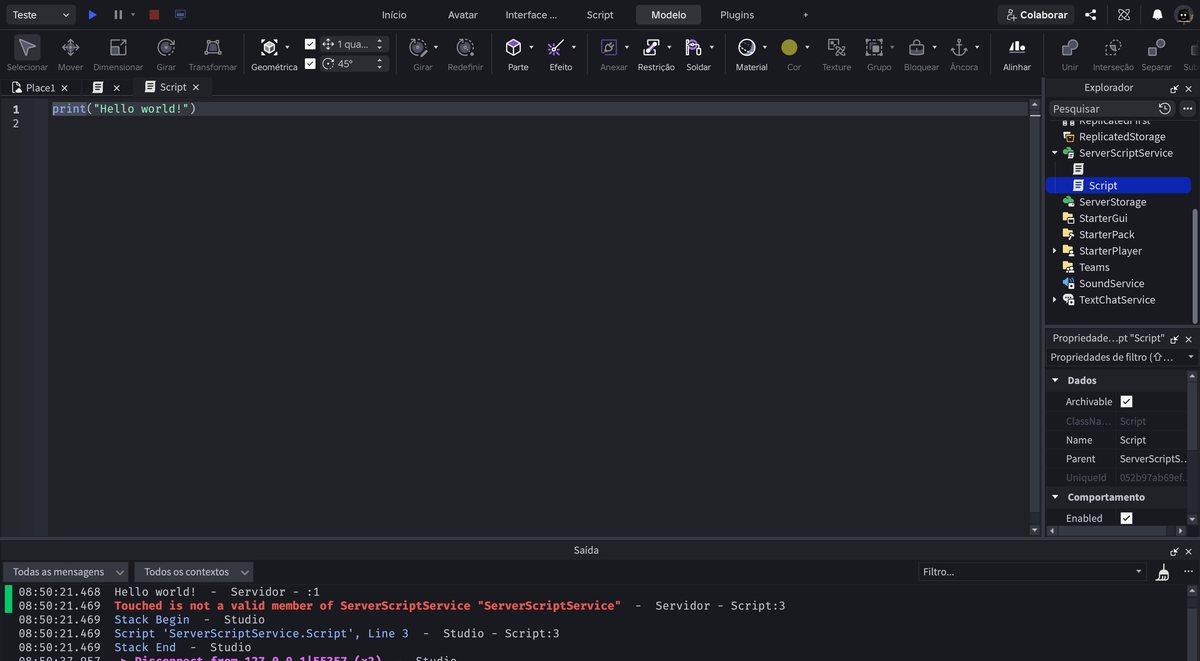 Tela do Roblox Studio no passo 6