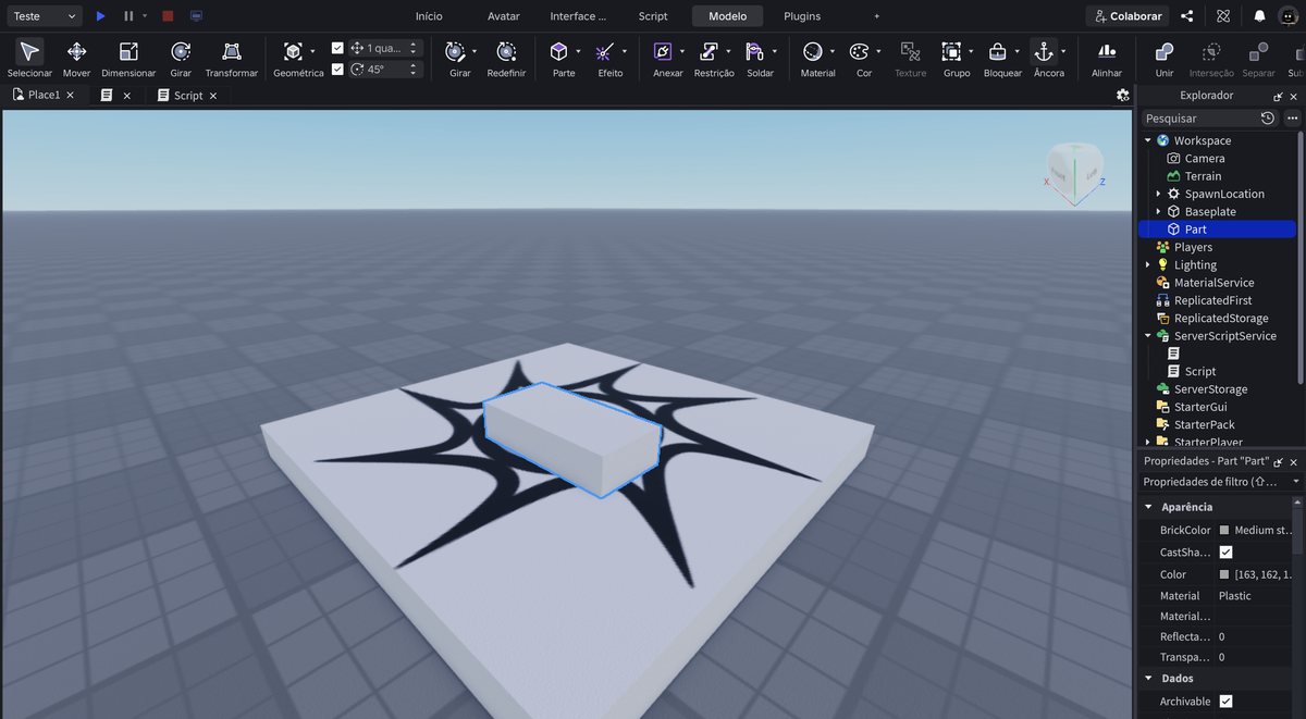Tela do Roblox Studio no passo 12