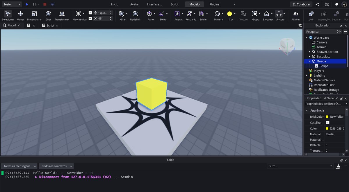 Tela do Roblox Studio no passo 19