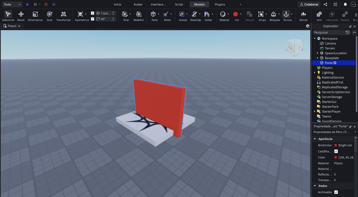 Tela do Roblox Studio no passo 8