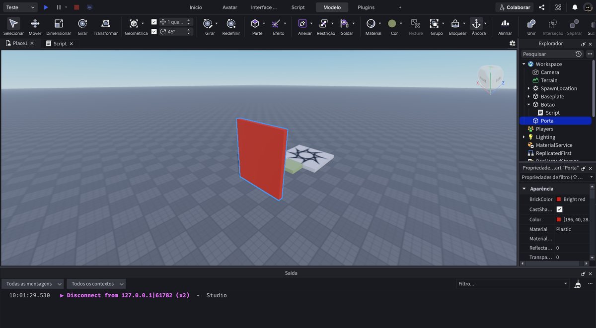 Tela do Roblox Studio no passo 20