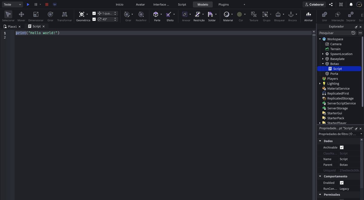 Tela do Roblox Studio no passo 13