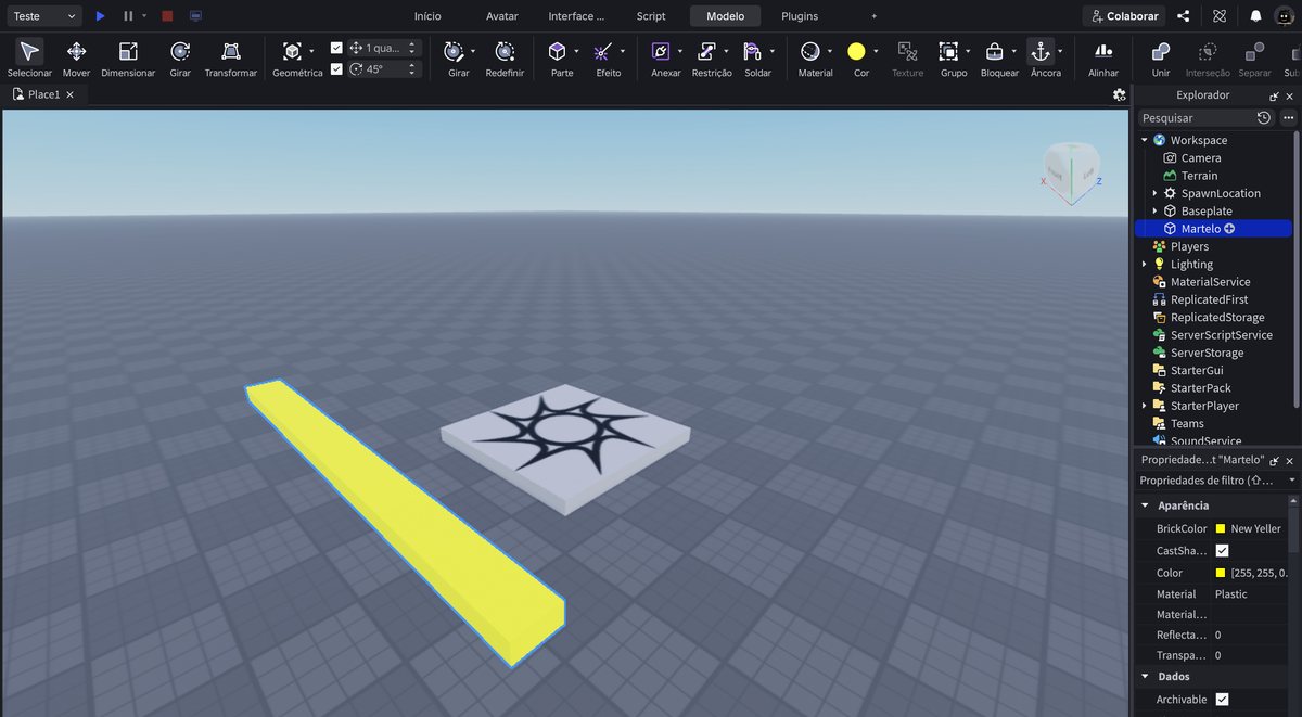 Tela do Roblox Studio no passo 8