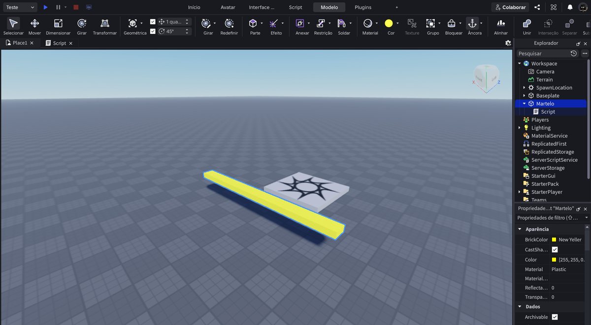 Tela do Roblox Studio no passo 20