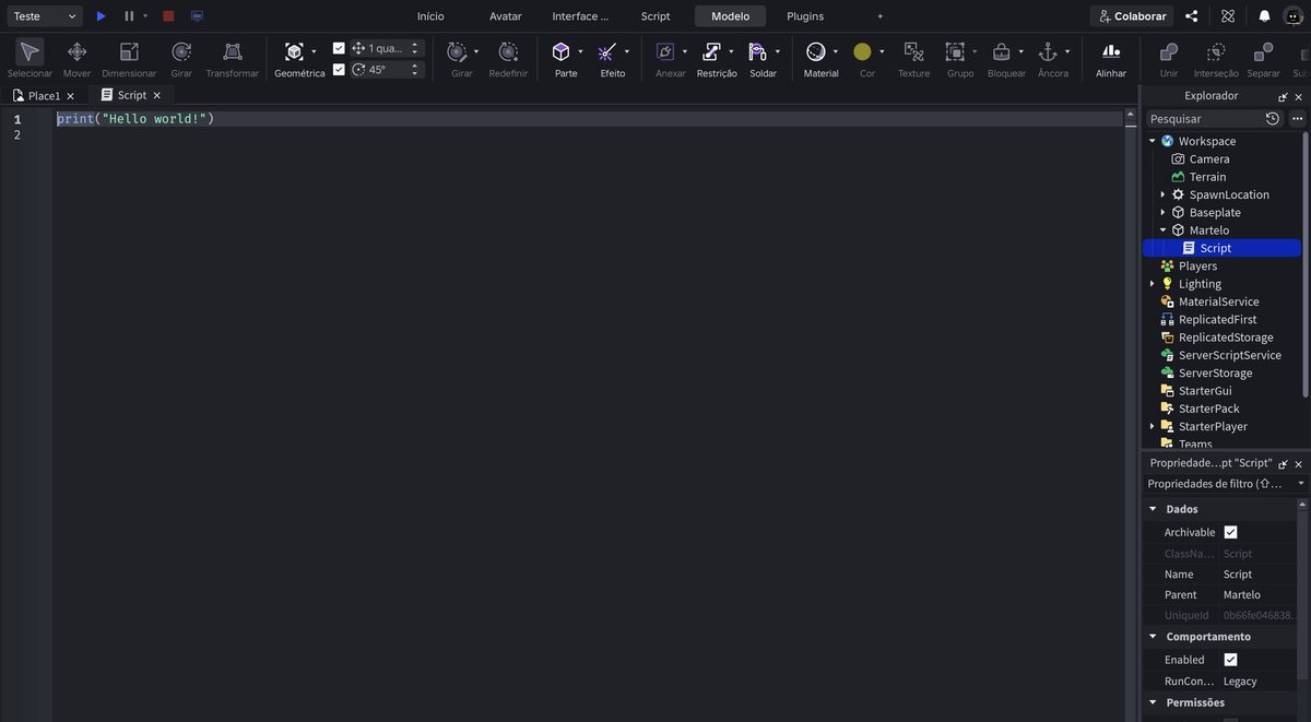Tela do Roblox Studio no passo 9