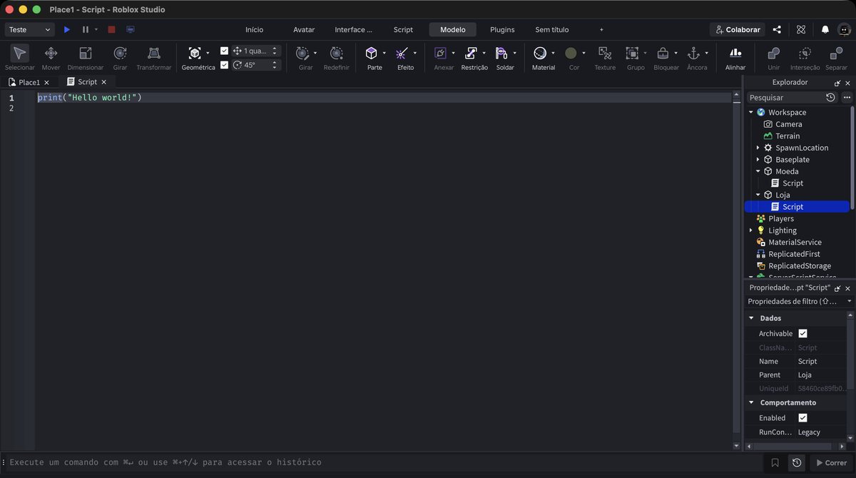 Tela do Roblox Studio no passo 13