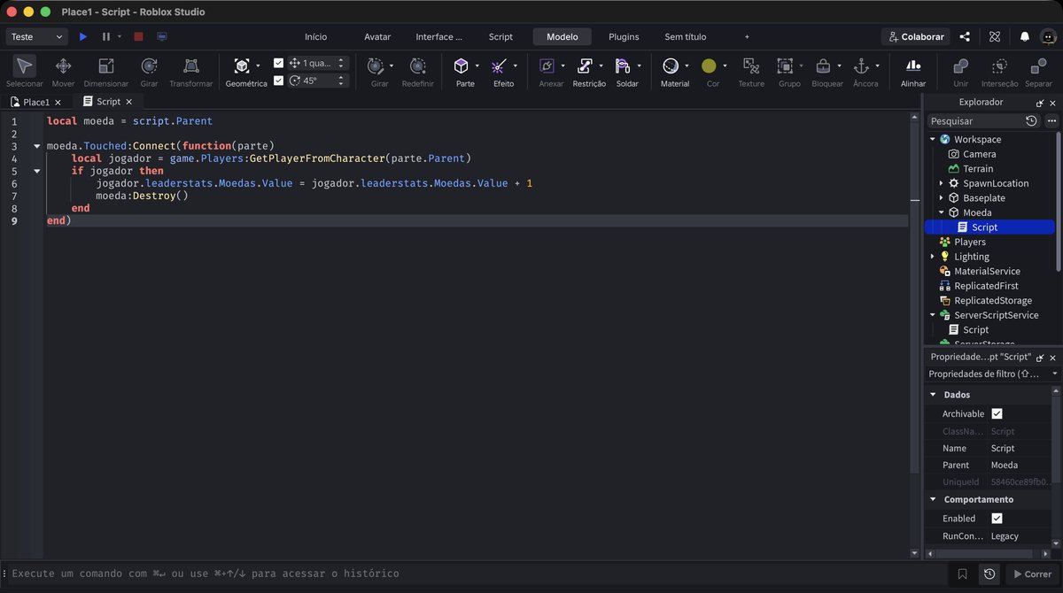Tela do Roblox Studio no passo 9