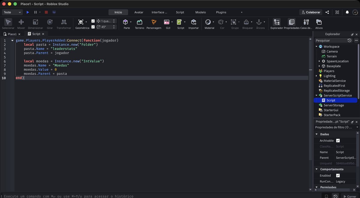 Tela do Roblox Studio no passo 5