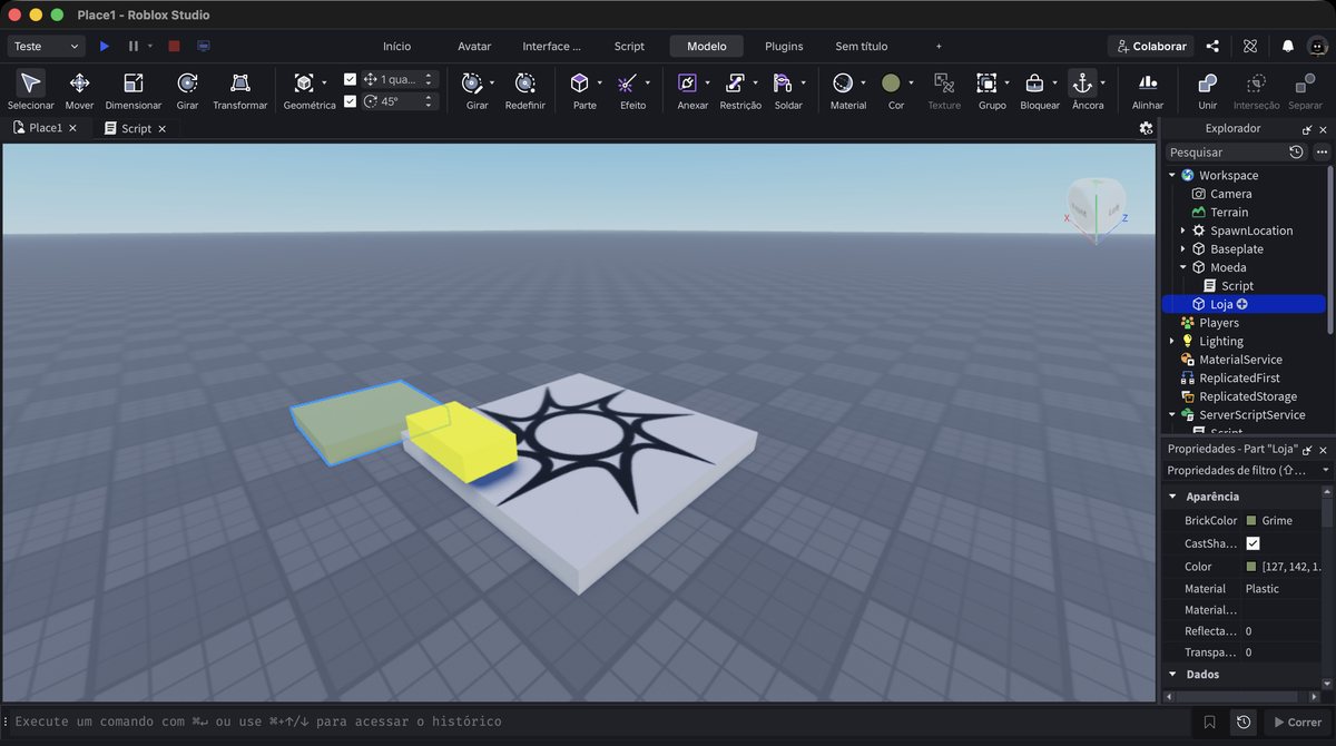 Tela do Roblox Studio no passo 12