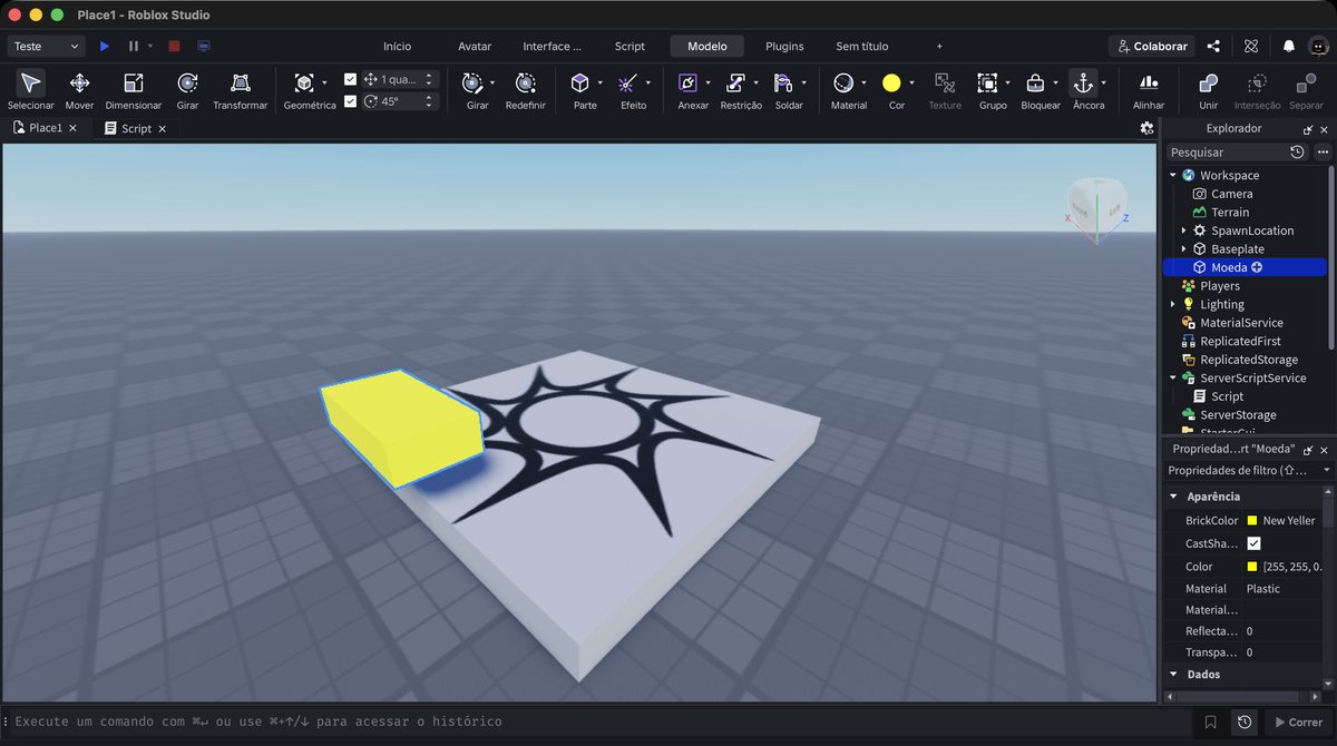 Tela do Roblox Studio no passo 8