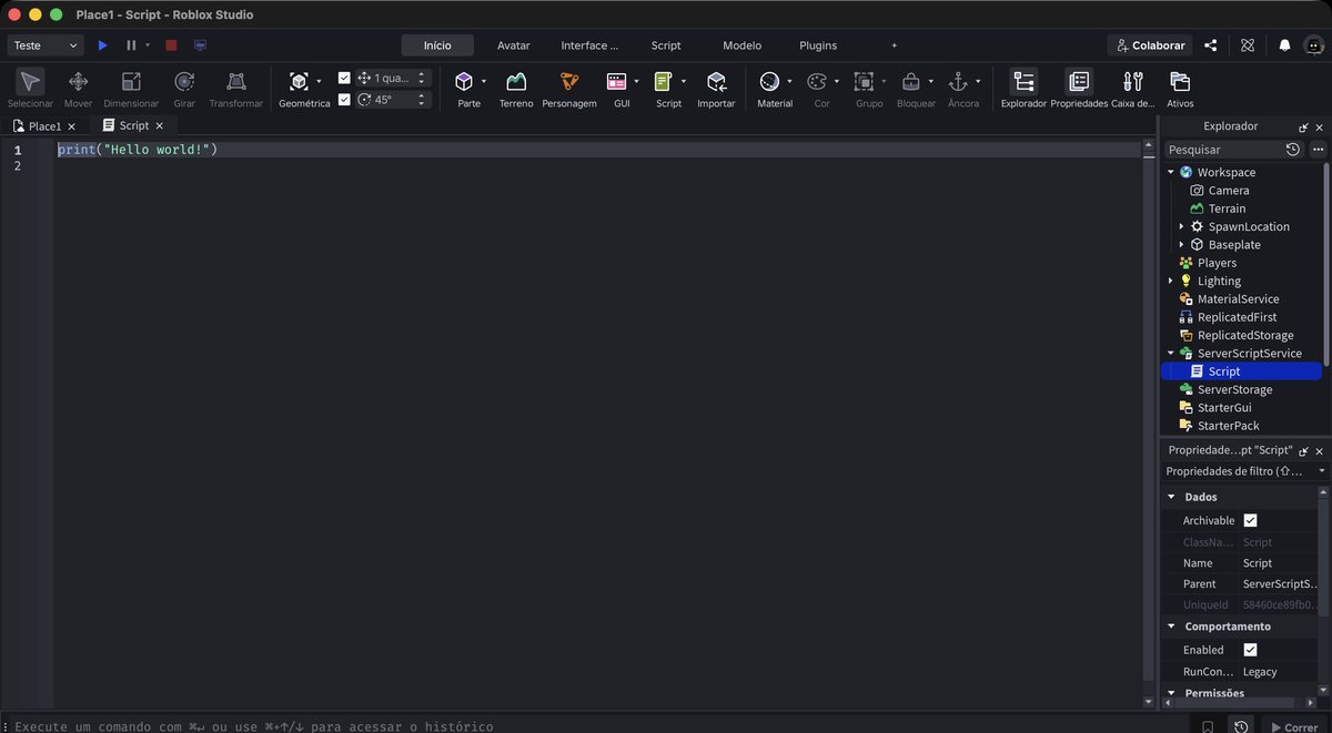 Tela do Roblox Studio no passo 4
