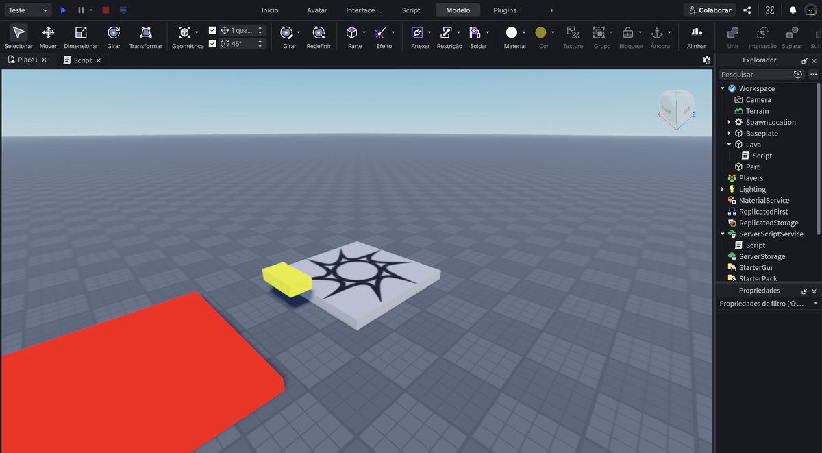 Tela do Roblox Studio no passo 8