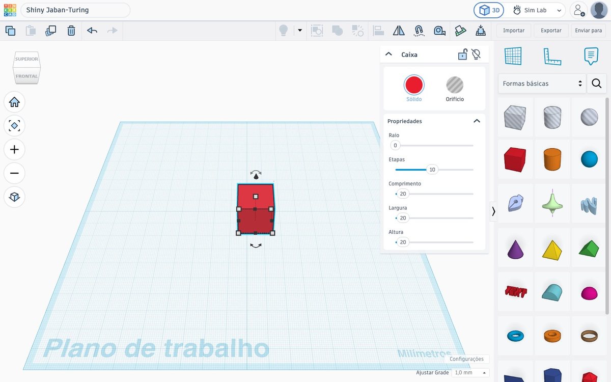 Tela do Tinkercad no passo 5