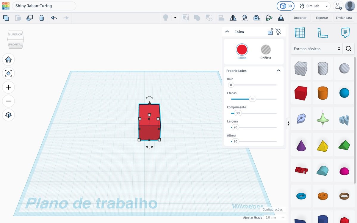 Tela do Tinkercad no passo 7