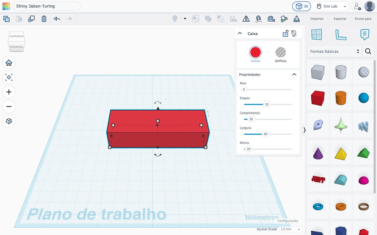 Tela do Tinkercad no passo 8