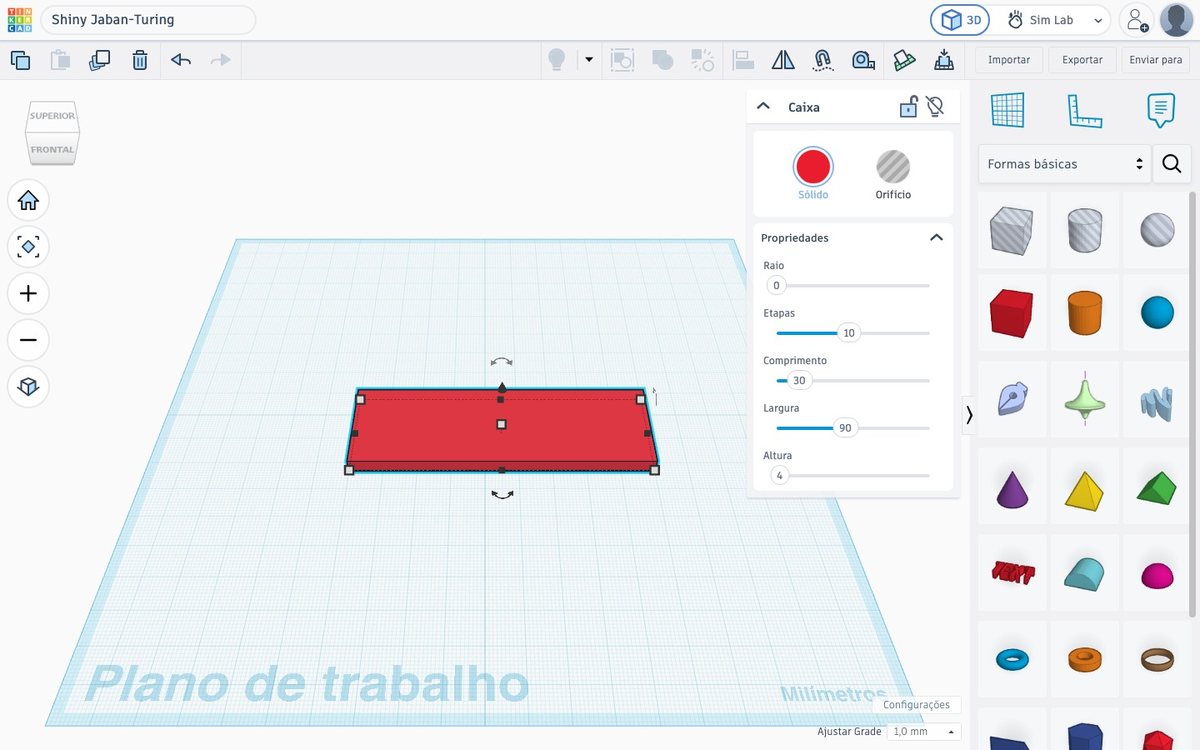 Tela do Tinkercad no passo 9