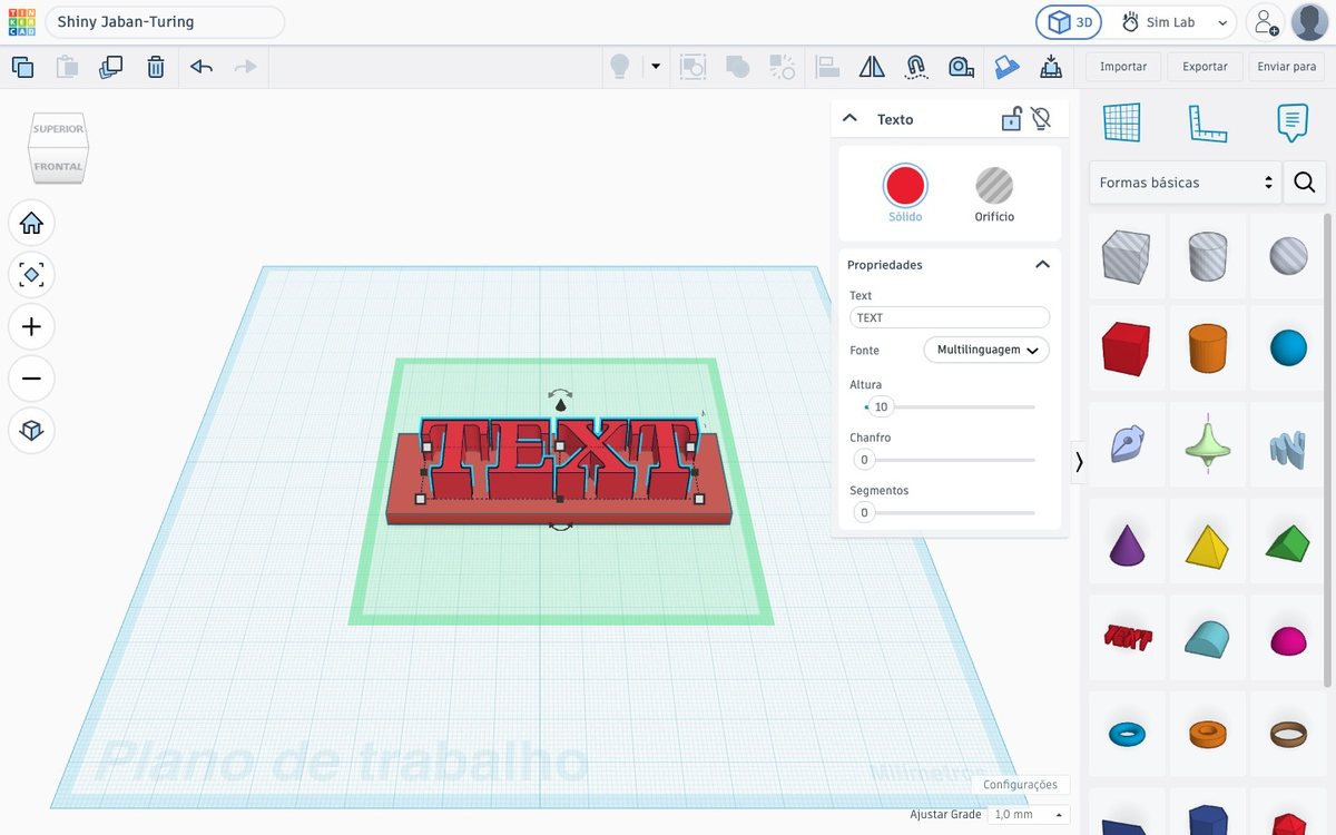 Tela do Tinkercad no passo 10