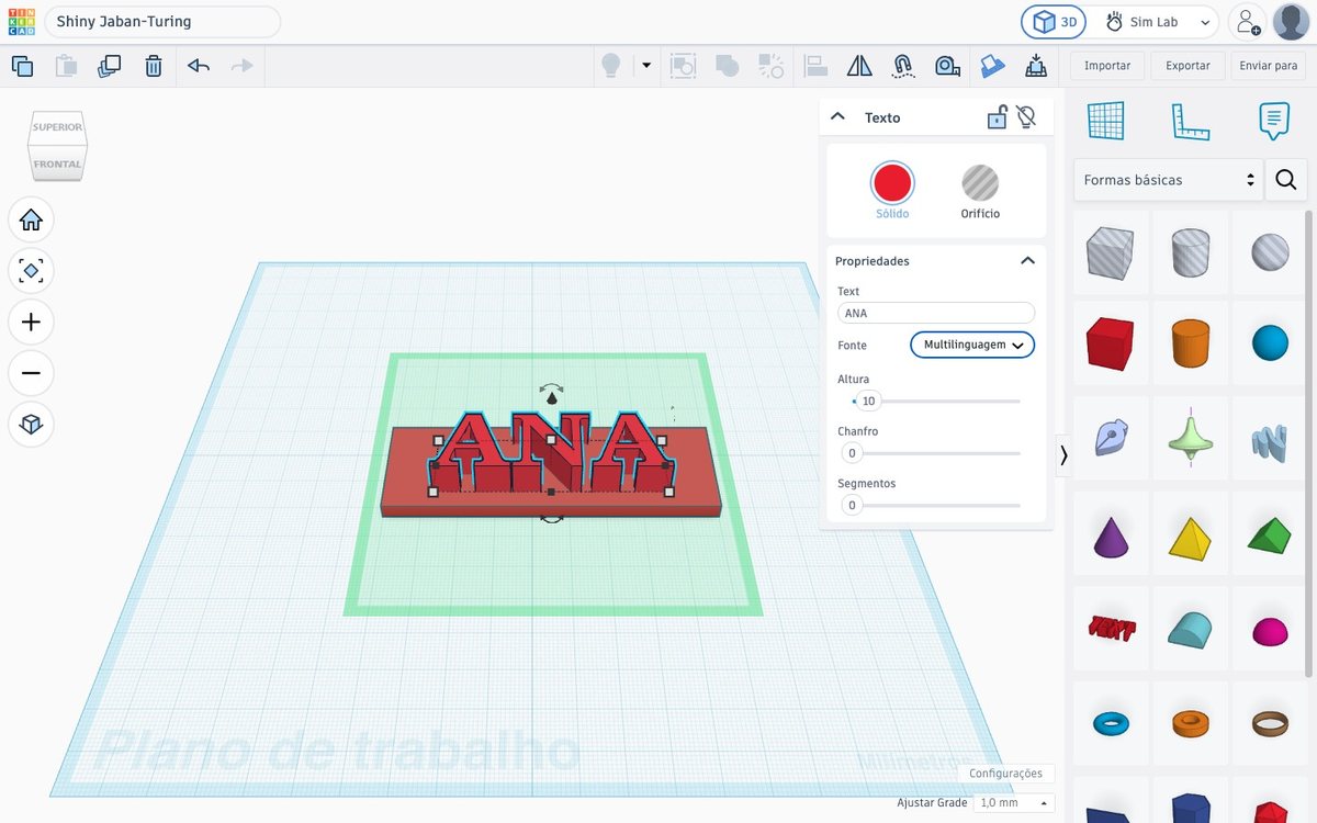 Tela do Tinkercad no passo 11