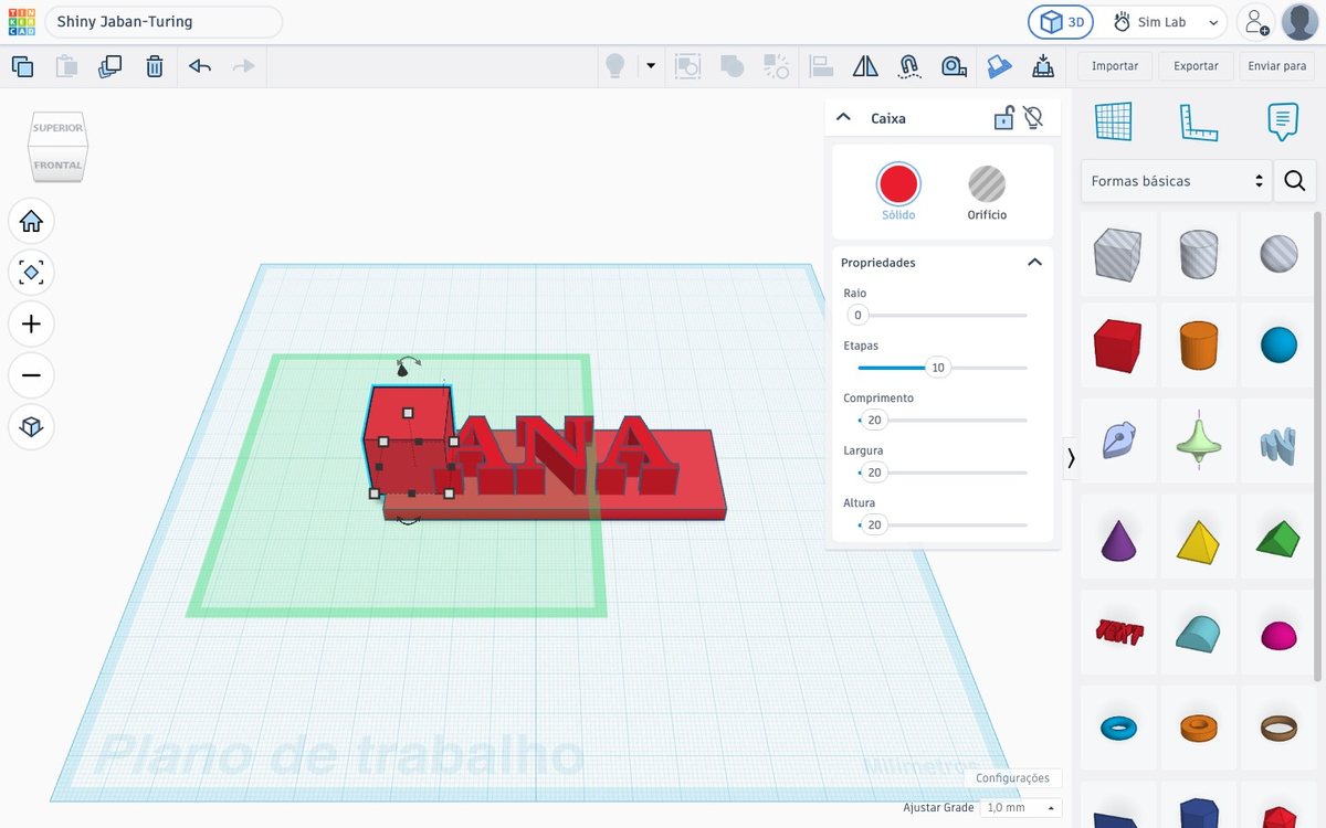 Tela do Tinkercad no passo 12