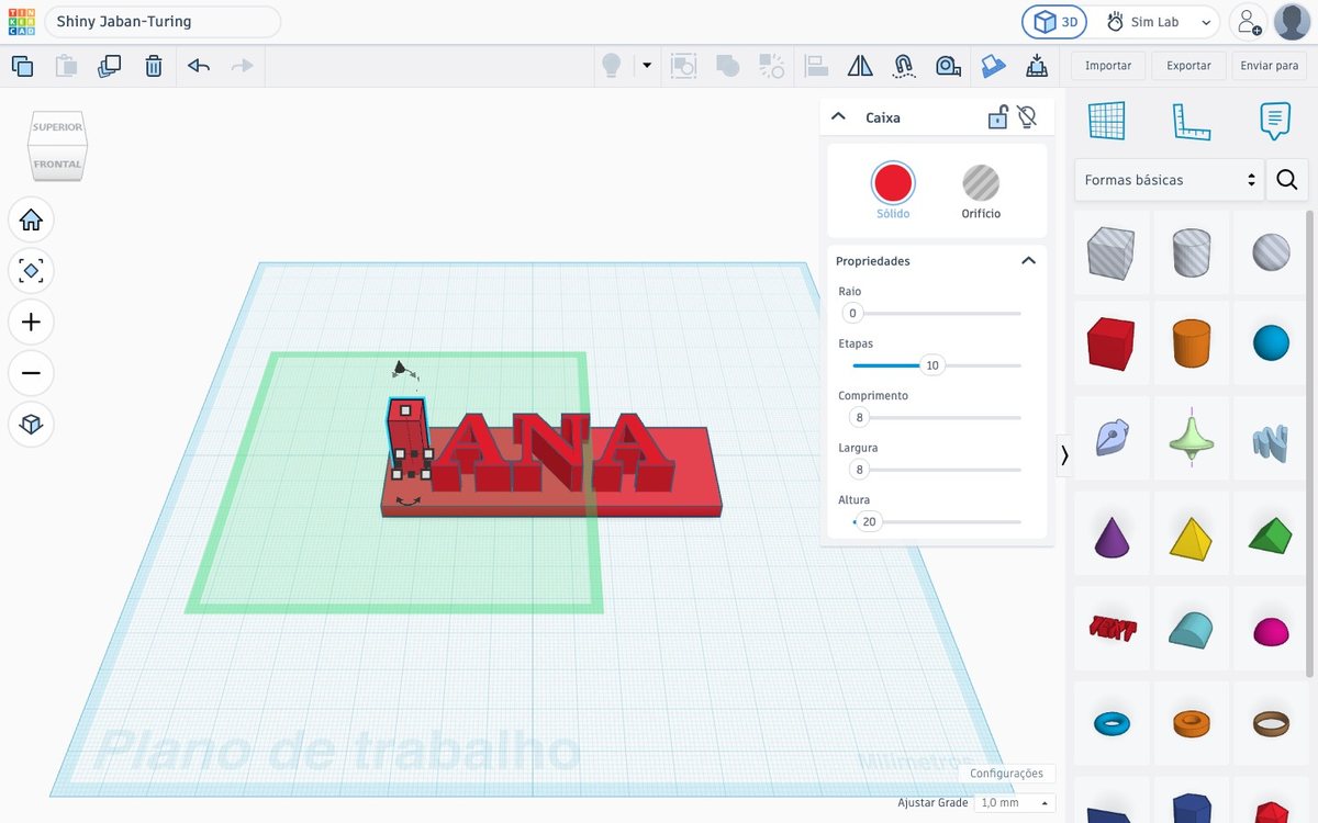 Tela do Tinkercad no passo 13