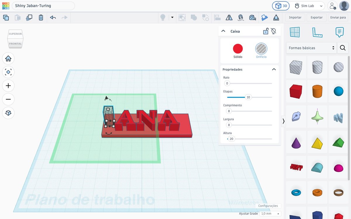 Tela do Tinkercad no passo 14