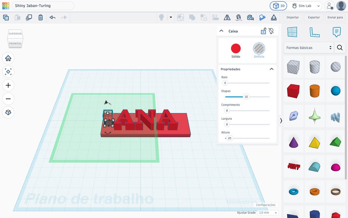 Tela do Tinkercad no passo 15