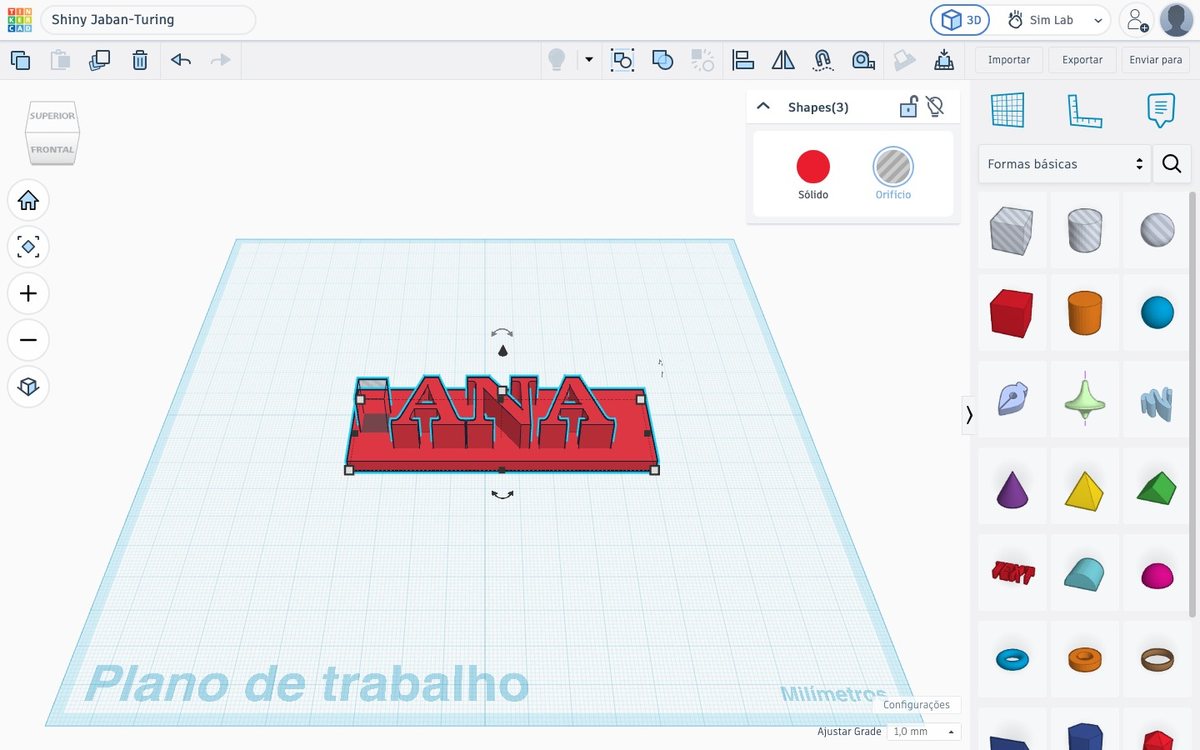Tela do Tinkercad no passo 16